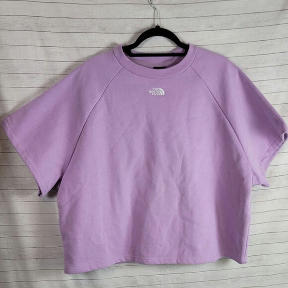 THE NORTH FACE FELTED FLEECE SHORT SLEEVE CREW CROP IN LUPINE, SZ XL - Picture 1 of 14